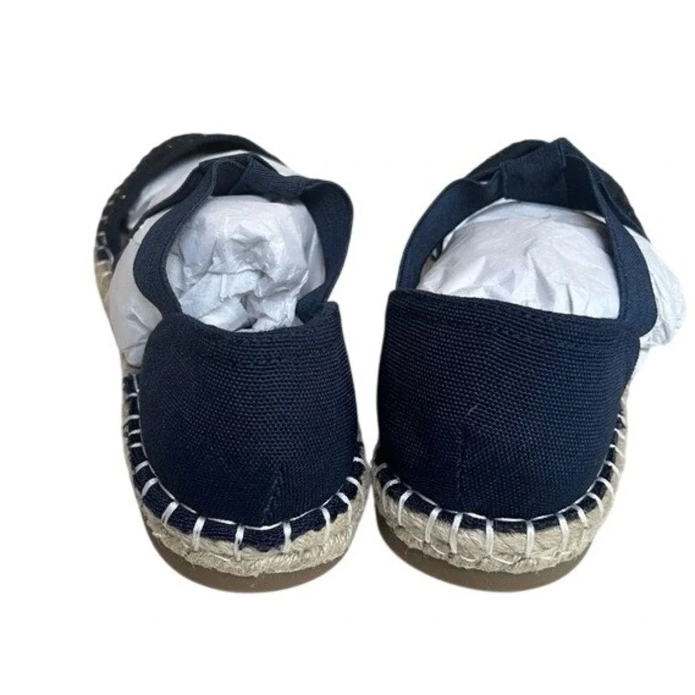 Kenneth Cole Reaction Navy Blue Rhinestone Espadrille‎ Flats Elastic Strap Shoes